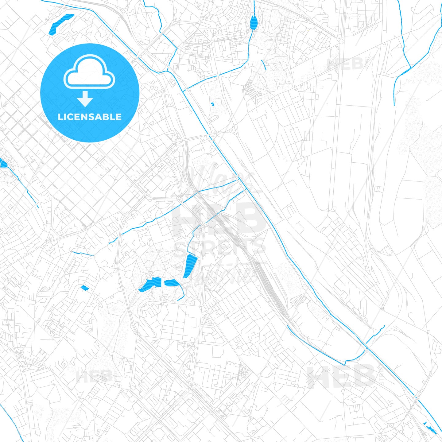 Chișinău, Moldova PDF vector map with water in focus