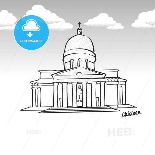 Chisinau, Moldova famous landmark sketch – instant download