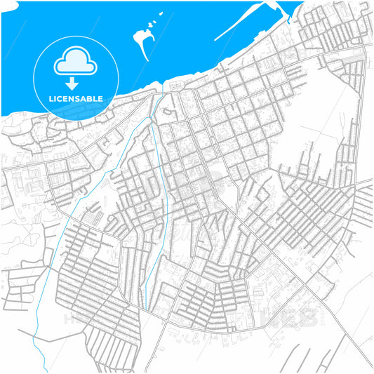 Chistopol, Republic of Tatarstan, Russia, city map with high quality roads.