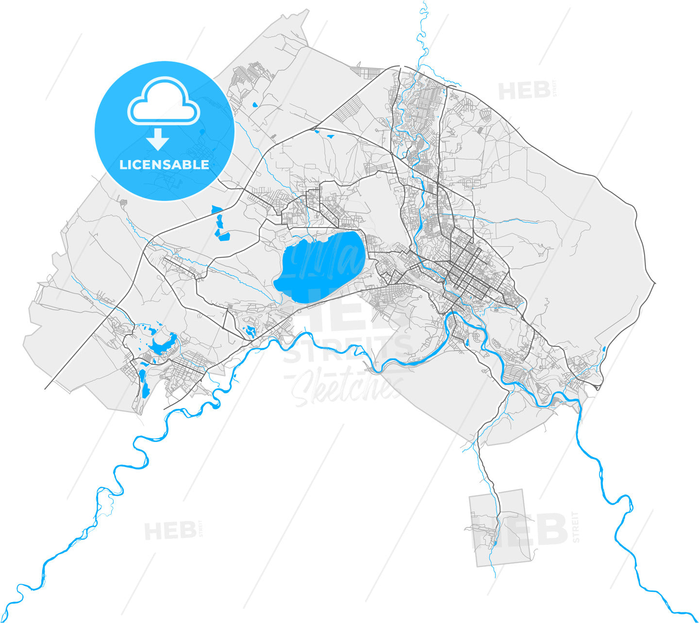 Chita, Zabaykalsky Krai, Russia, high quality vector map