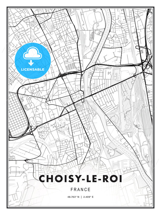 Choisy-le-Roi, France, Modern Print Template in Various Formats - HEBSTREITS Sketches