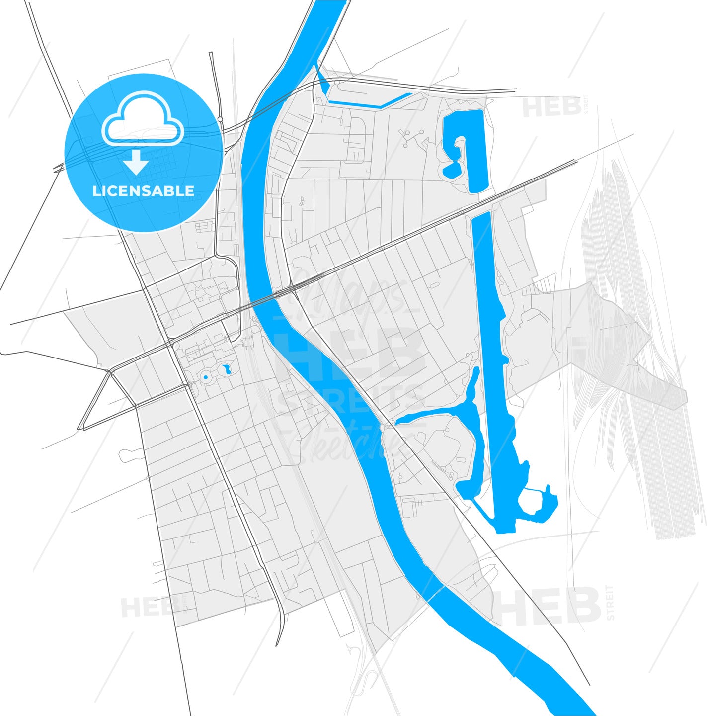 Choisy-le-Roi, Val-de-Marne, France, high quality vector map