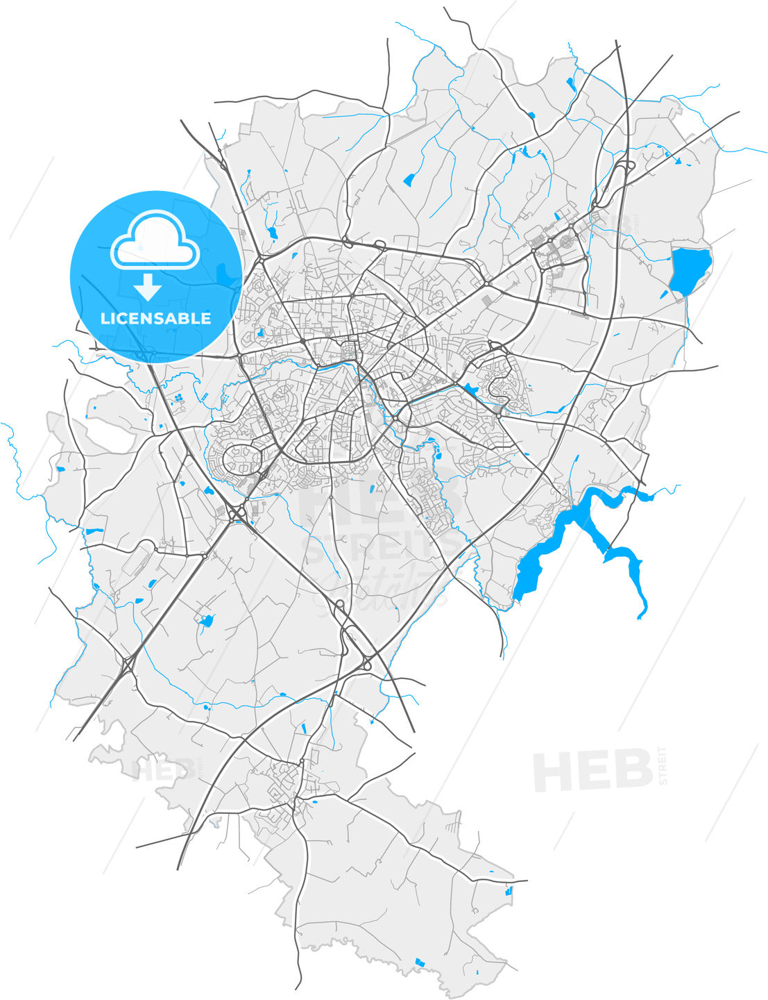 Cholet, Maine-et-Loire, France, high quality vector map