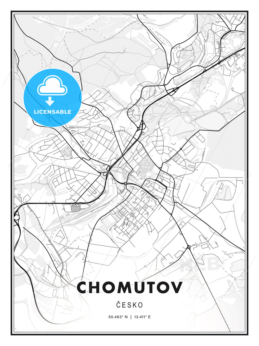 Chomutov, Czechia, Modern Print Template in Various Formats - HEBSTREITS Sketches
