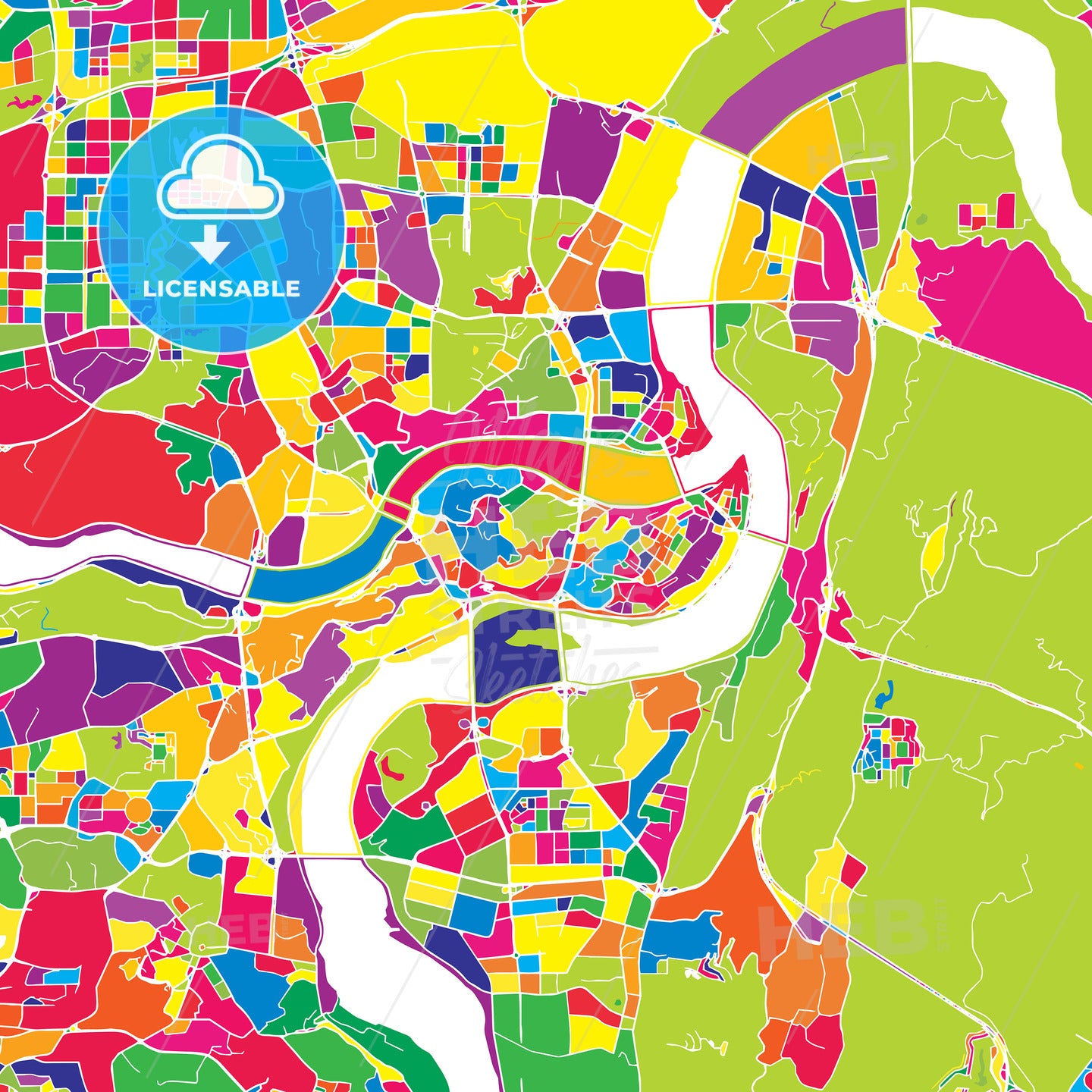 Chongqing, China, colorful vector map