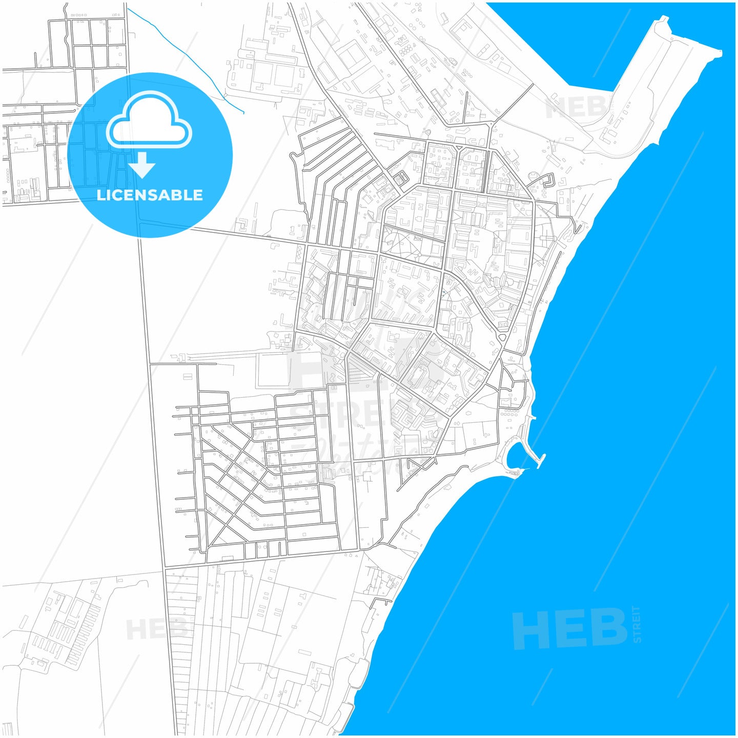 Chornomorsk, Odessa Oblast, Ukraine, city map with high quality roads.