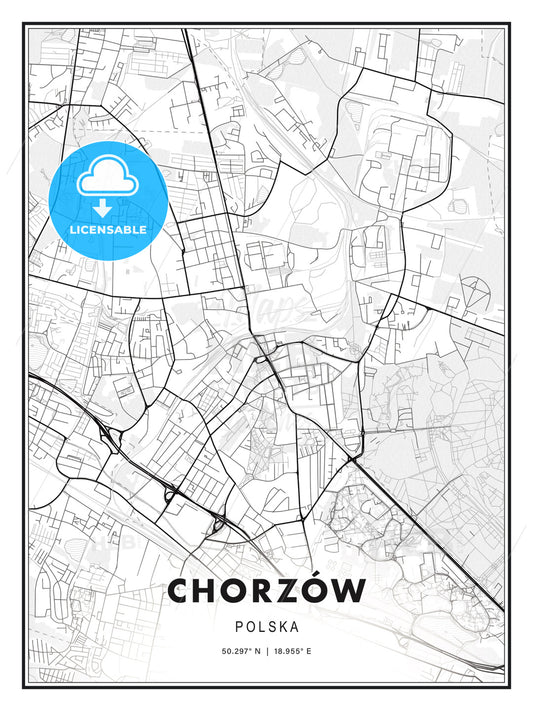 Chorzów, Poland, Modern Print Template in Various Formats - HEBSTREITS Sketches