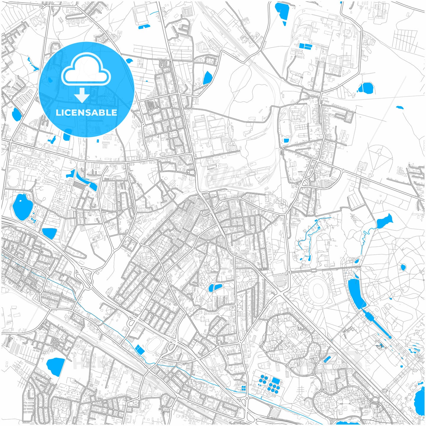 Chorzów, Silesian, Poland, city map with high quality roads.