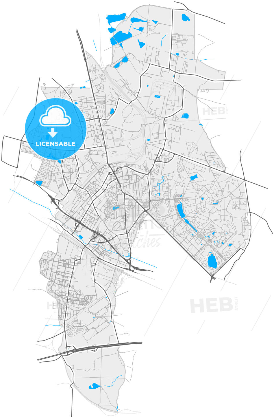 Chorzów, Silesian, Poland, high quality vector map