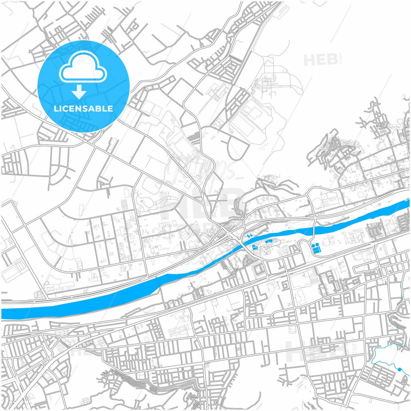 Chosica, Peru, city map with high quality roads.