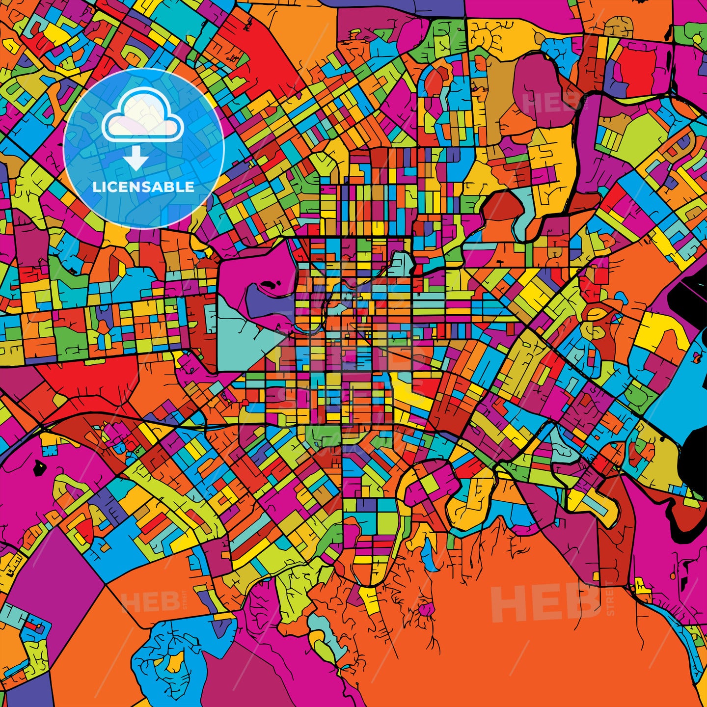 Christchurch Colorful Vector Map on Black