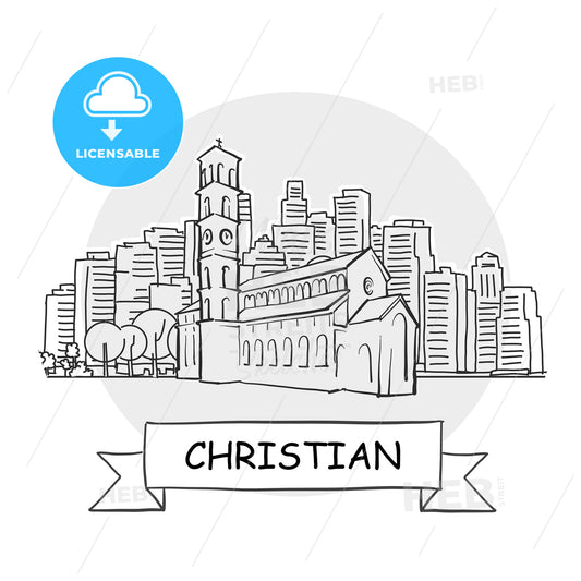 Christian hand-drawn urban vector sign – instant download