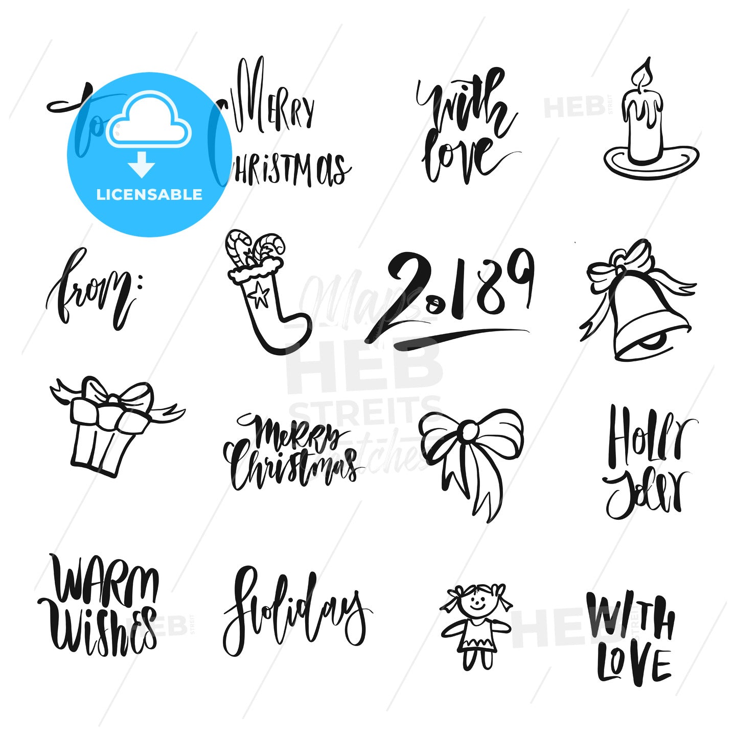 Christmas icons and words – instant download