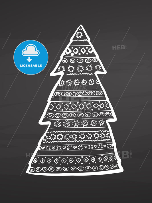 Christmas tree pattern design on chalkboard – instant download