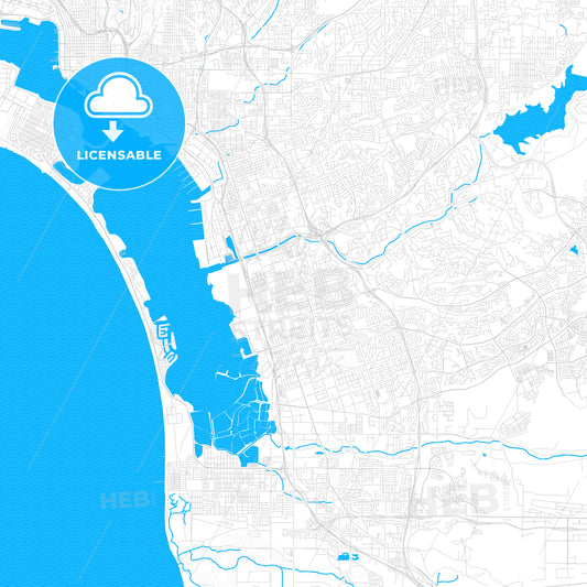 Chula Vista, California, United States, PDF vector map with water in focus
