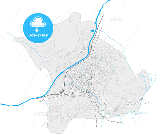 Chur, Switzerland, high quality vector map