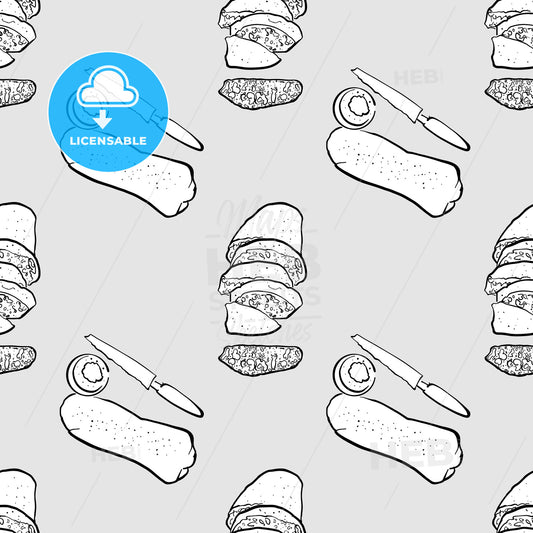 Ciabatta seamless pattern greyscale drawing – instant download