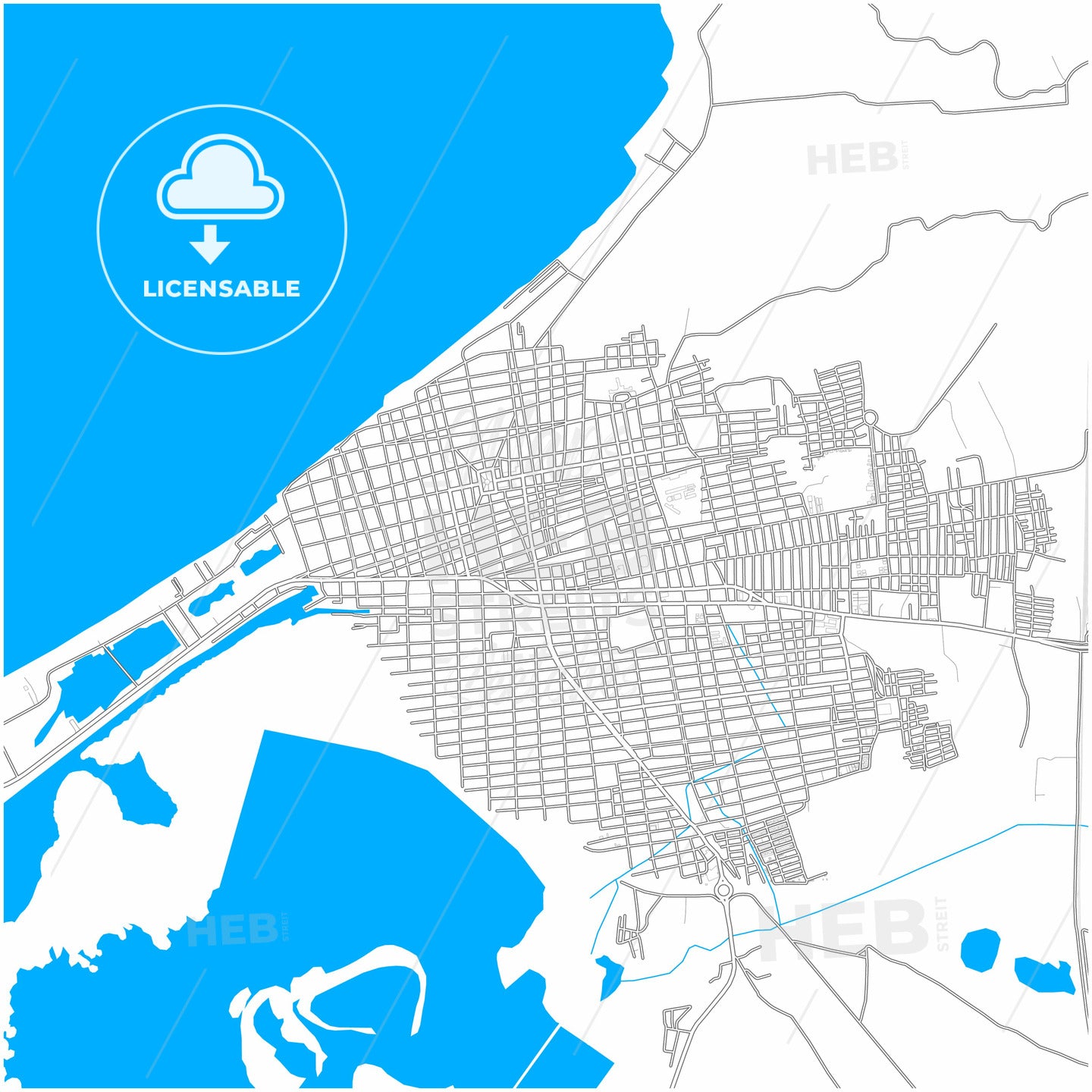 Cienaga, Colombia, city map with high quality roads.