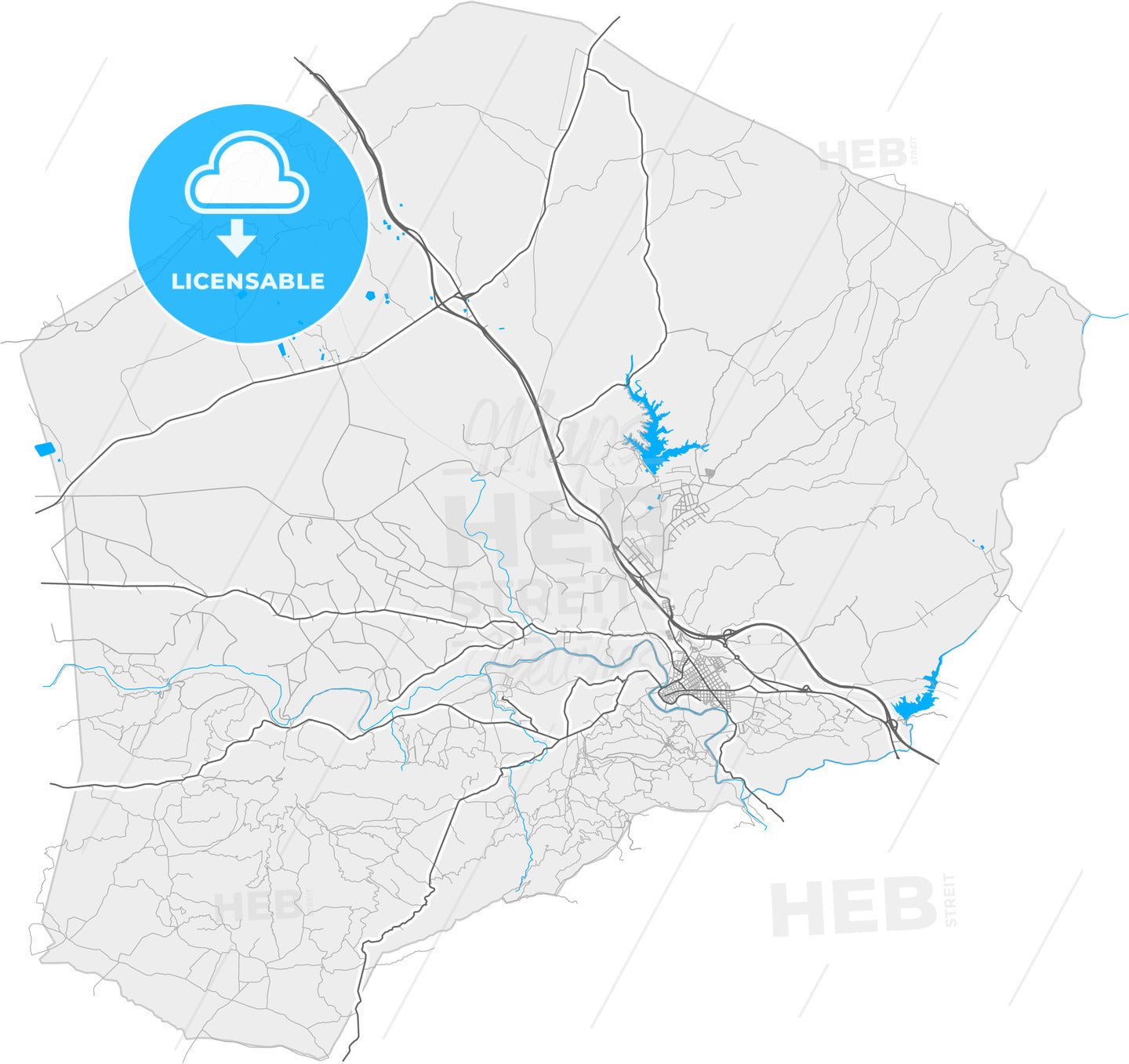 Cieza, Murcia, Spain, high quality vector map