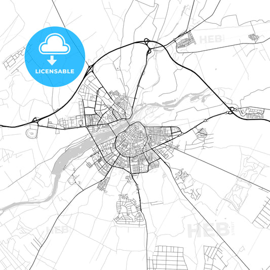 City map of Badajoz, Spain, light version