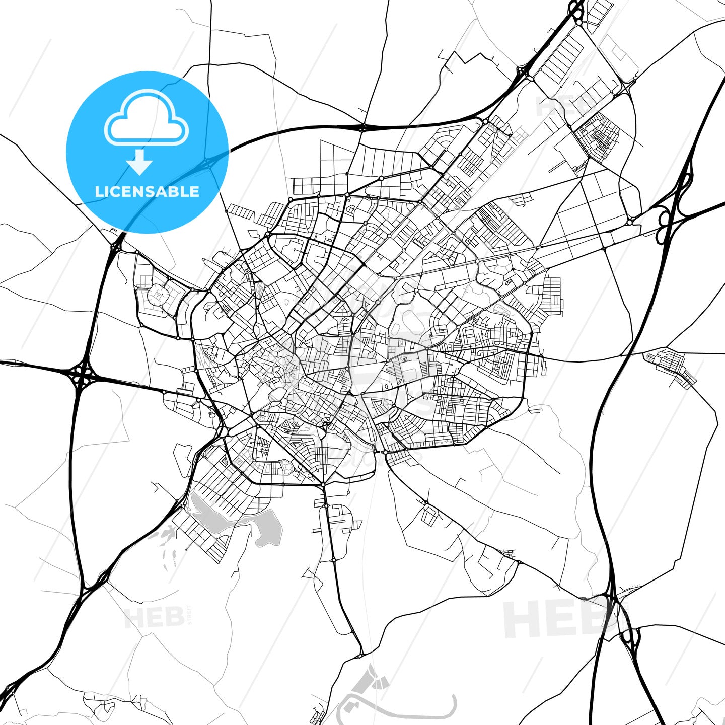 City map of Jerez de la Frontera, Spain, light version