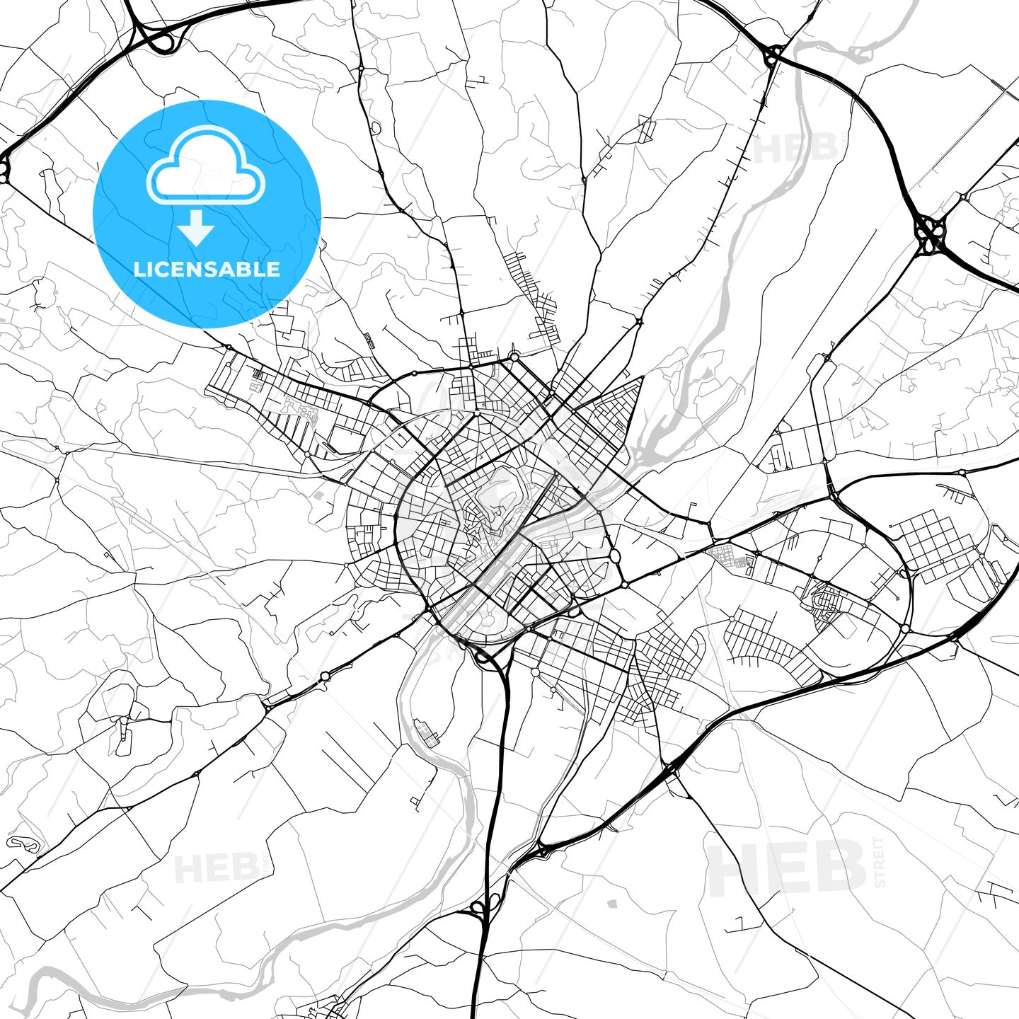 City map of Lleida, Spain, light version