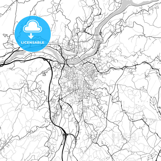 City map of Ourense, Spain, light version