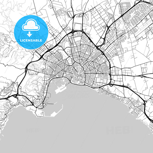 City map of Palma, Spain, light version