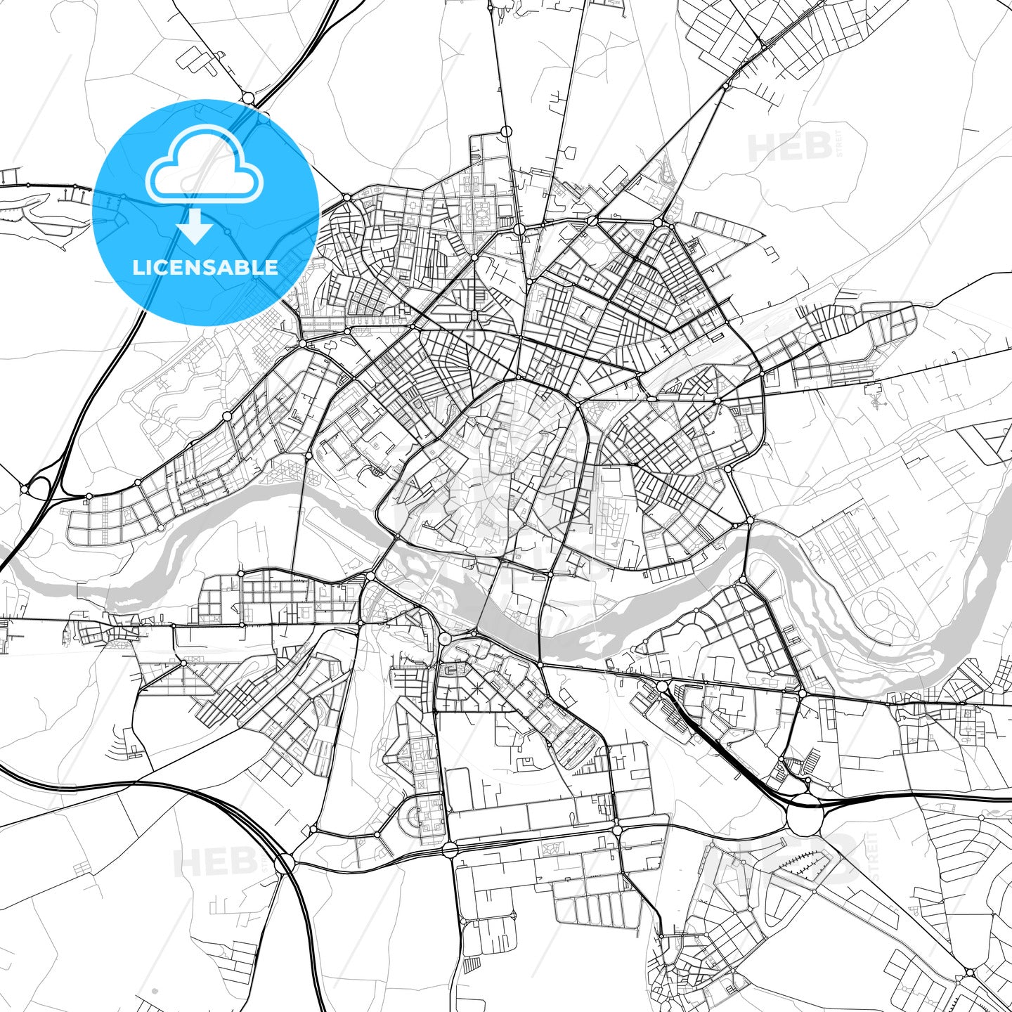 City map of Salamanca, Spain, light version
