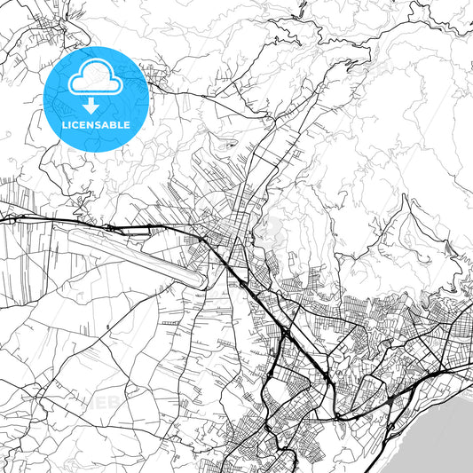 City map of Santa Cruz de Tenerife–La Laguna, Spain, light version