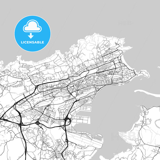 City map of Santander, Spain, light version