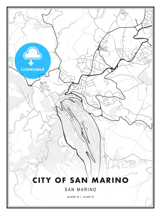 City of San Marino, San Marino, Modern Print Template in Various Formats - HEBSTREITS Sketches