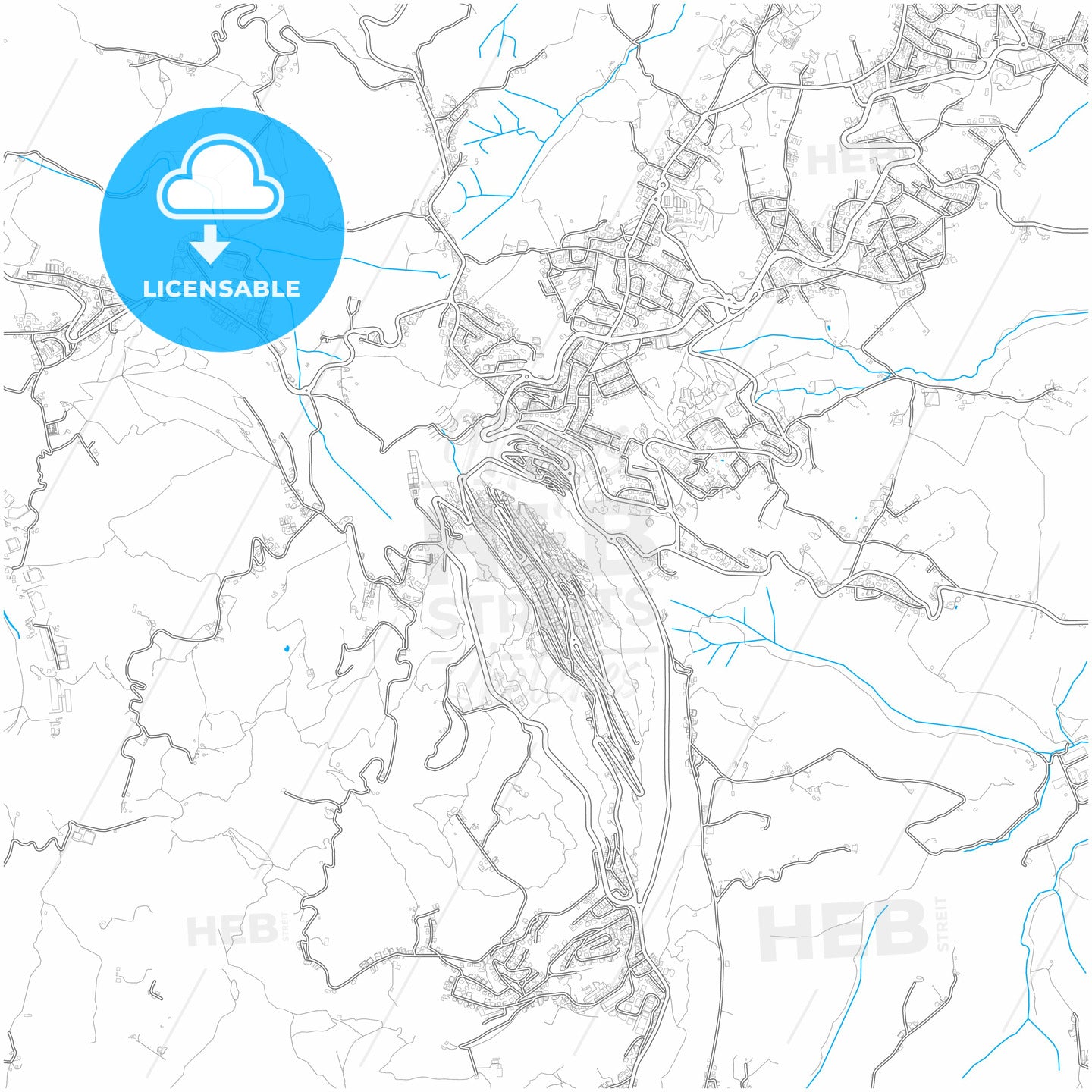 City of San Marino, San Marino, city map with high quality roads.