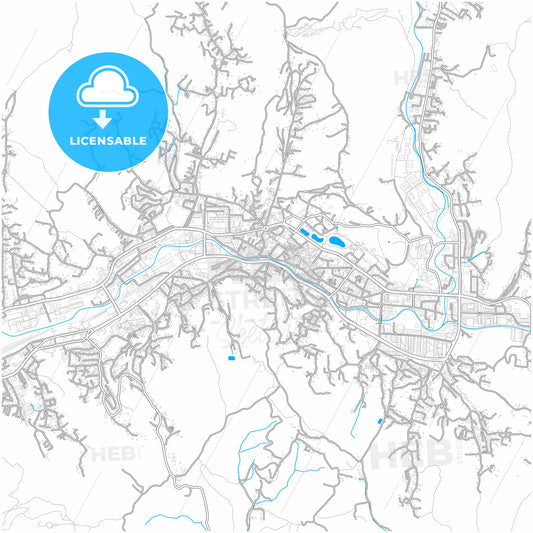 City of Tuzla, Bosnia and Herzegovina, city map with high quality roads.