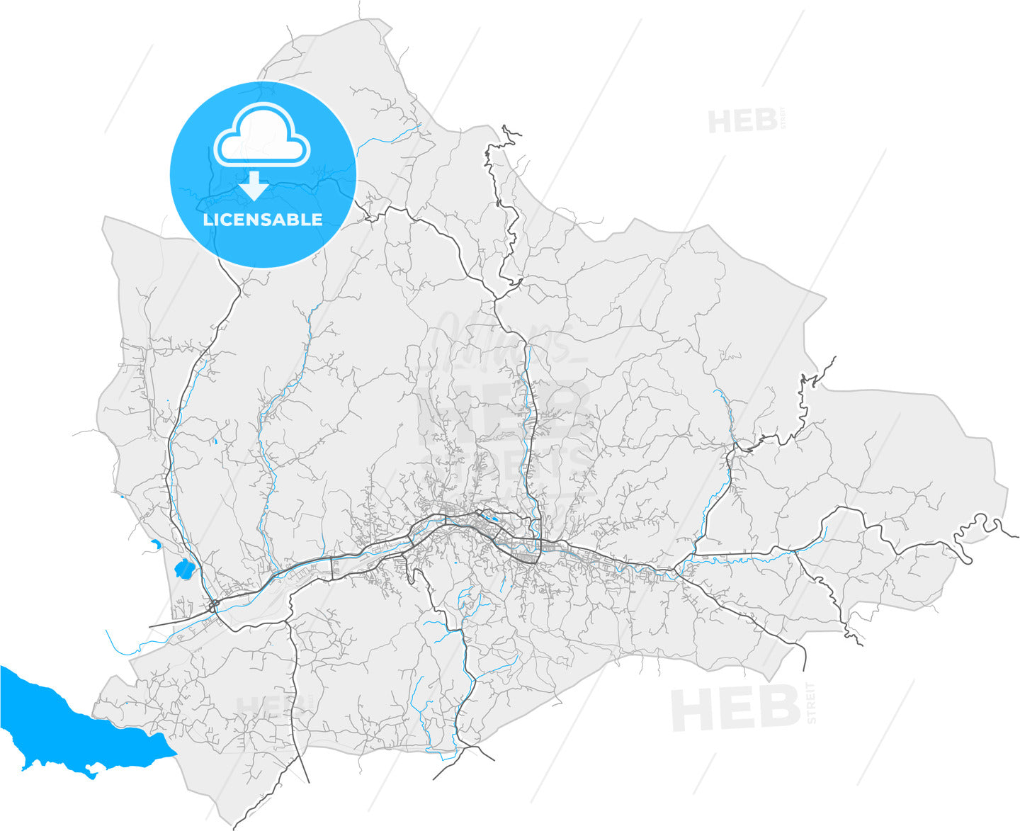 City of Tuzla, Tuzla Canton, Bosnia and Herzegovina, high quality vector map