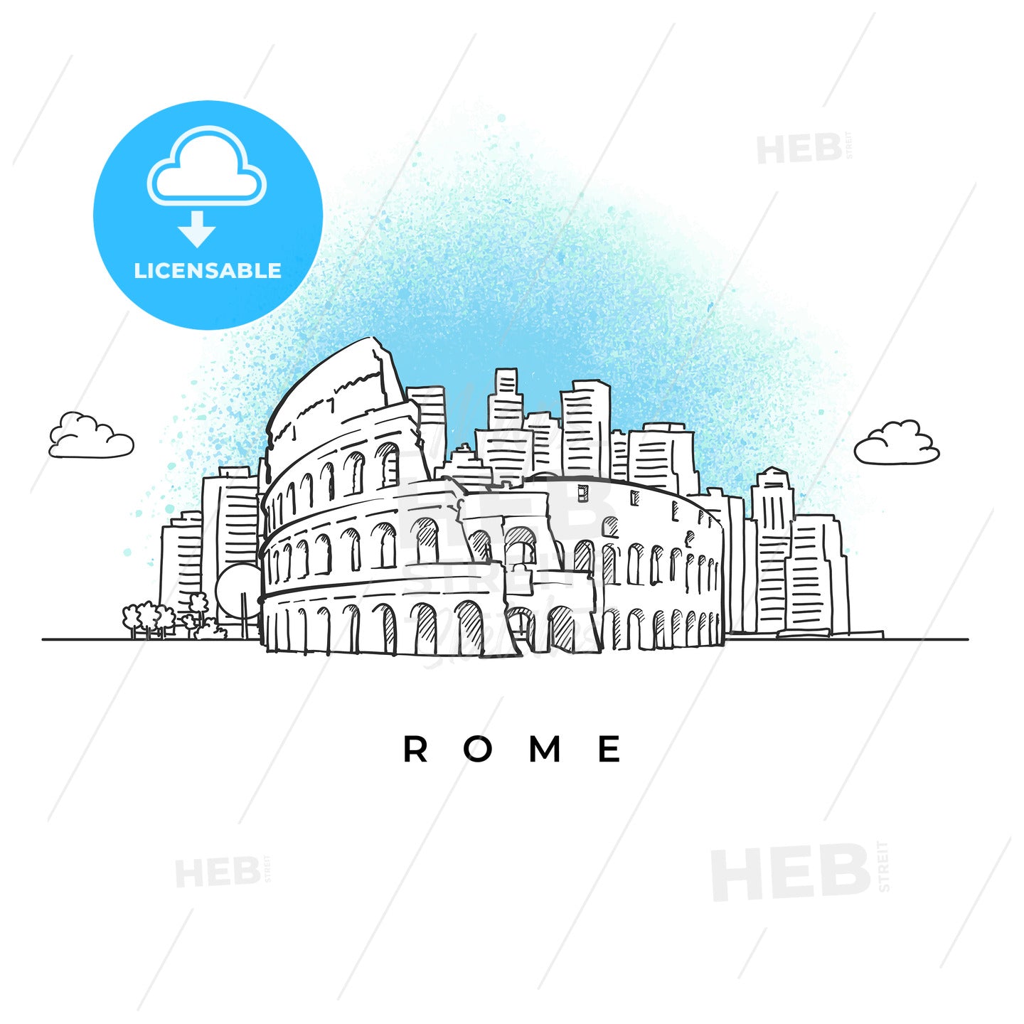 City skyline with Coliseum in Rome – instant download