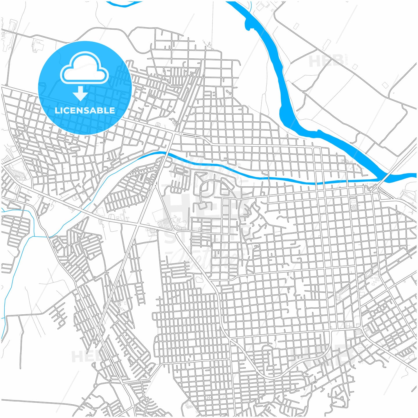 Ciudad Acuña, Coahuila, Mexico, city map with high quality roads.