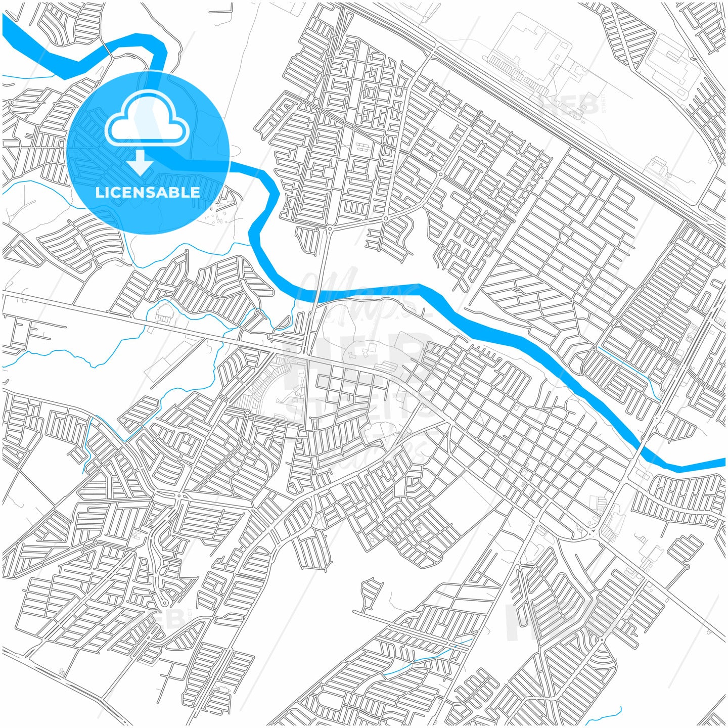 Ciudad Benito Juárez, Nuevo León, Mexico, city map with high quality roads.