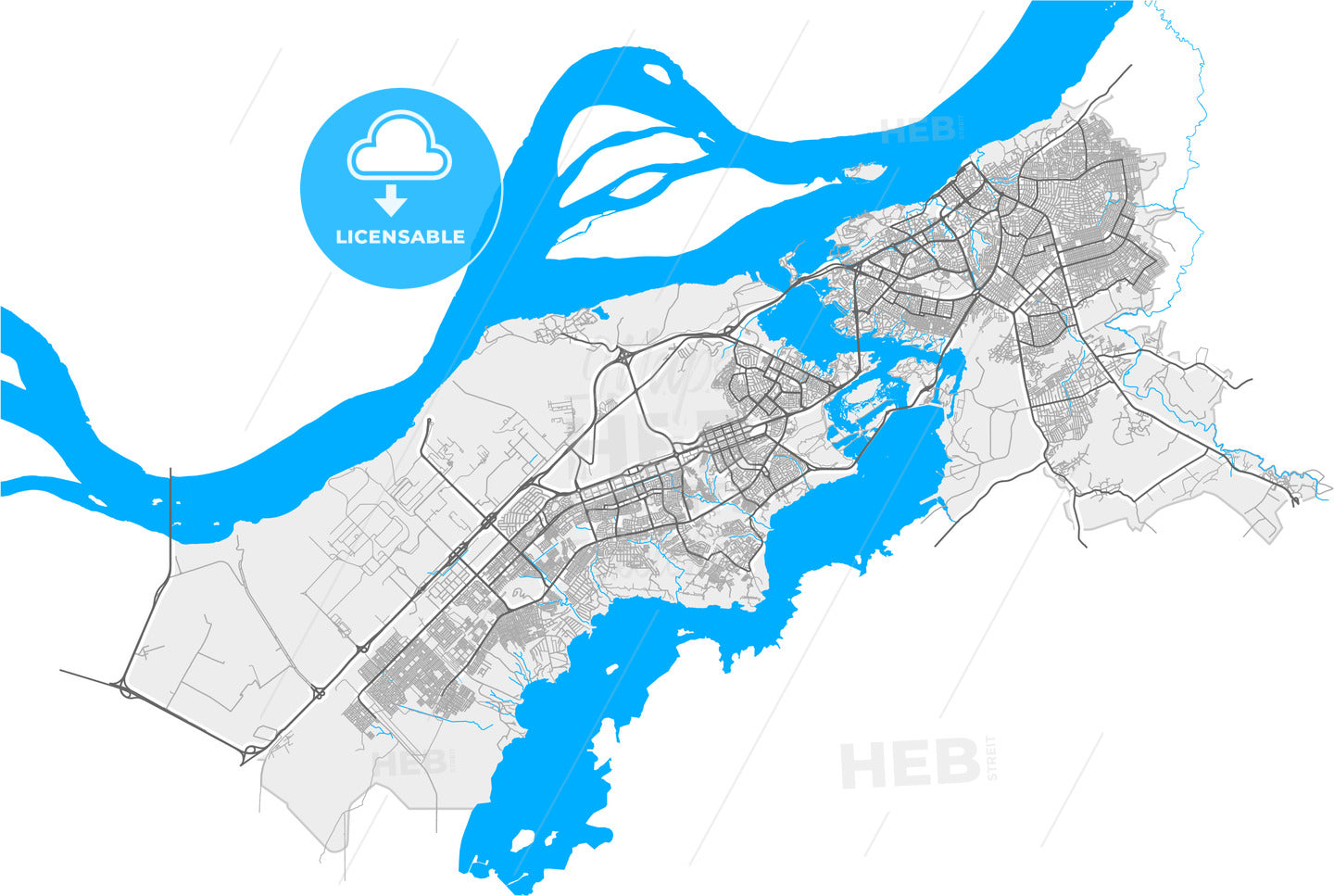 Ciudad Guayana, Venezuela, high quality vector map