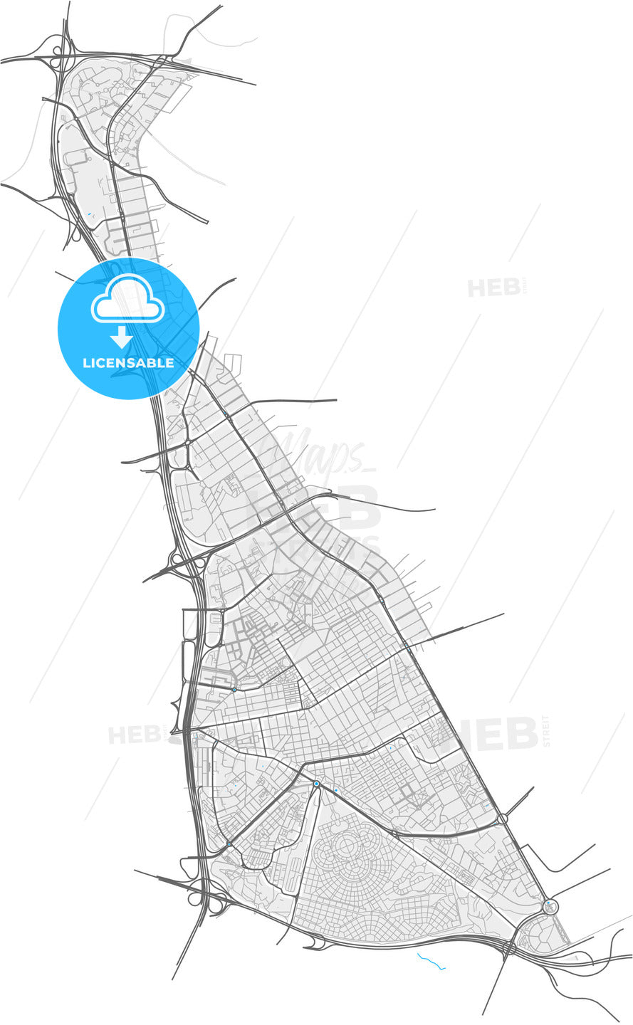 Ciudad Lineal, Madrid, Spain, high quality vector map