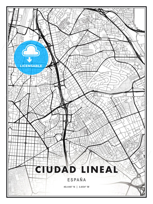 Ciudad Lineal, Spain, Modern Print Template in Various Formats - HEBSTREITS Sketches