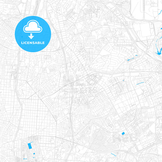 Ciudad Lineal, Spain PDF vector map with water in focus