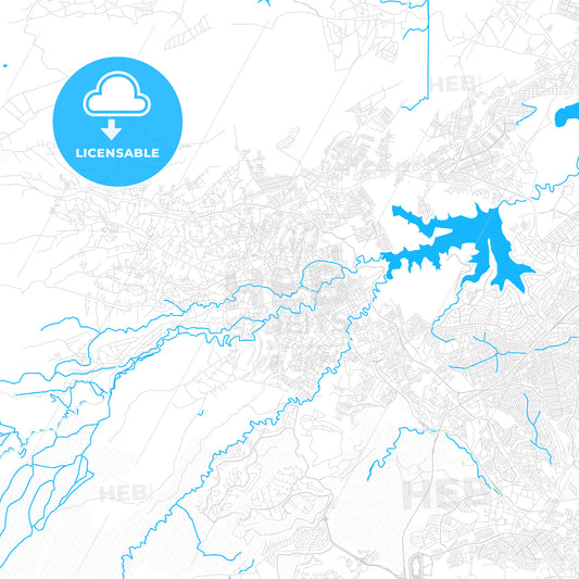 Ciudad Nicolás Romero, Mexico PDF vector map with water in focus