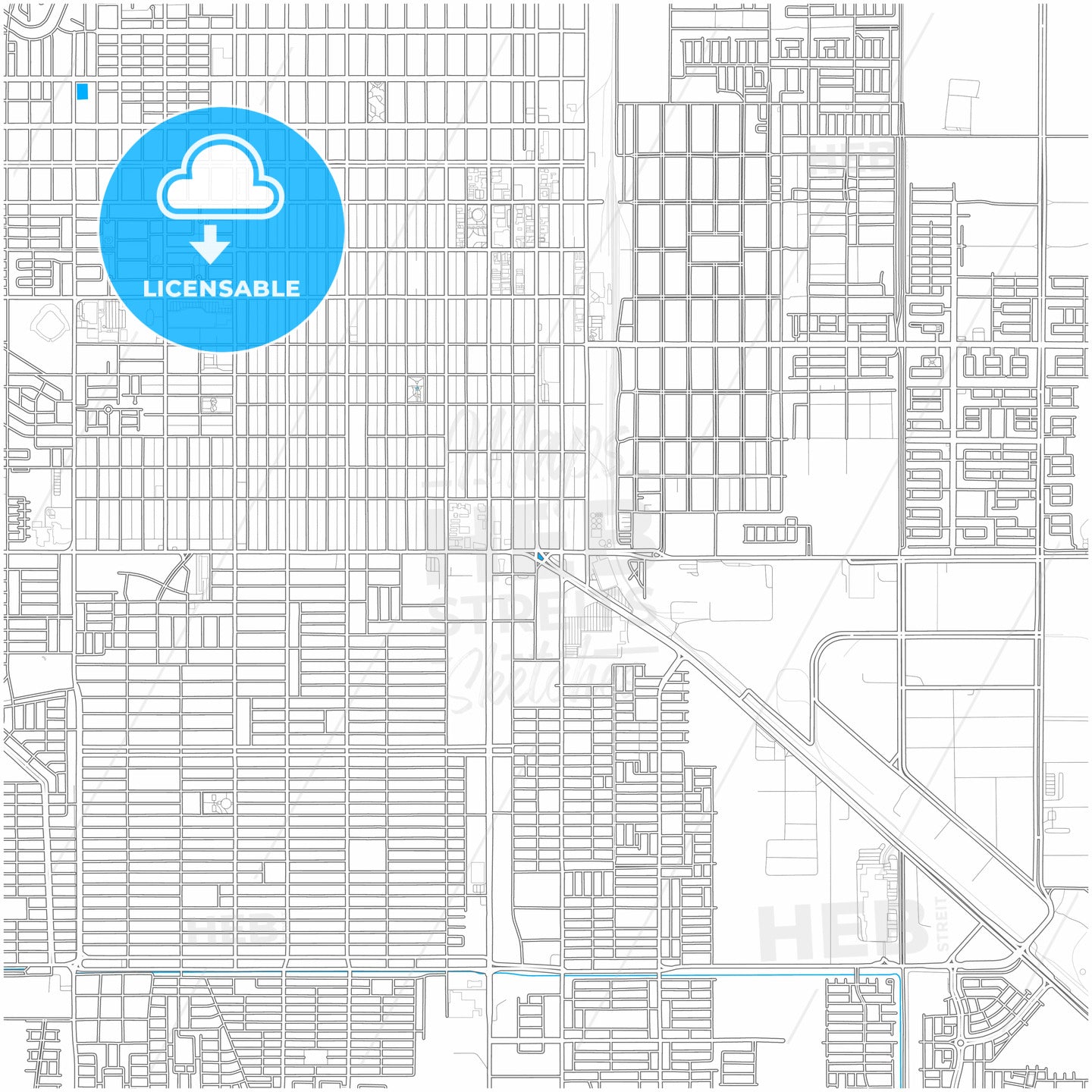 Ciudad Obregón, Sonora, Mexico, city map with high quality roads.