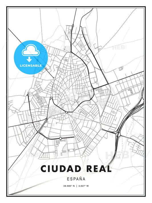 Ciudad Real, Spain, Modern Print Template in Various Formats - HEBSTREITS Sketches