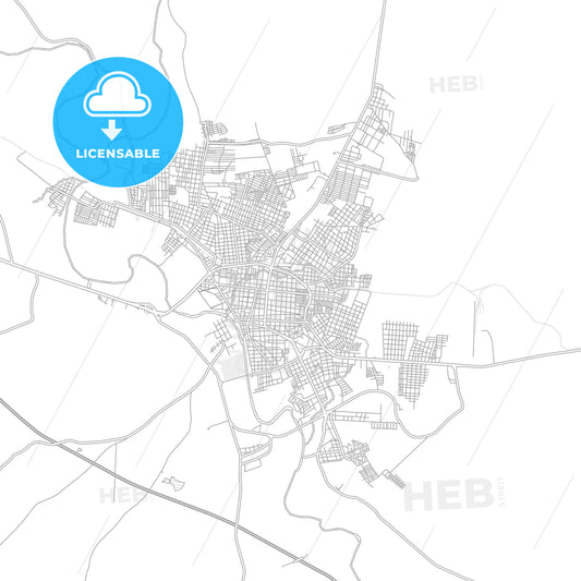 Ciudad Valles, San Luis Potosí, Mexico, bright outlined vector map
