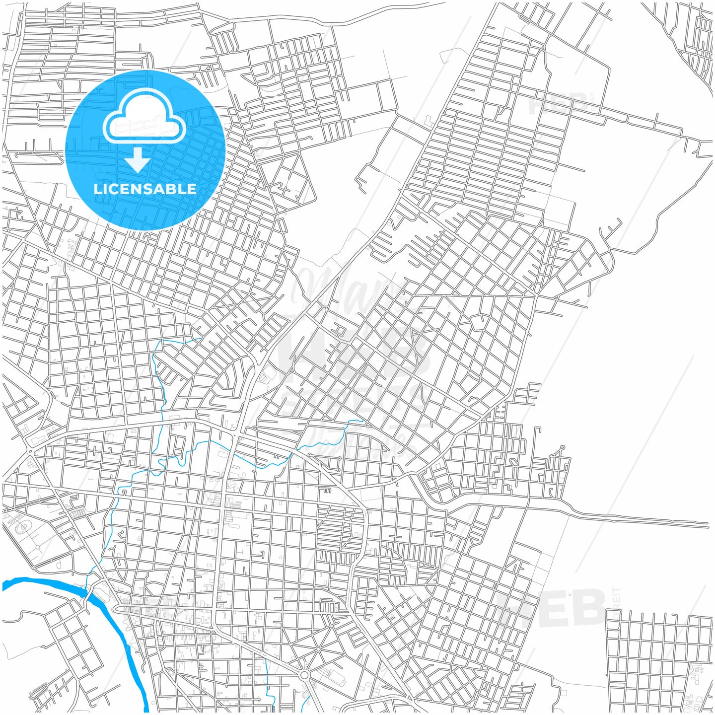 Ciudad Valles, San Luis Potosí, Mexico, city map with high quality roads.