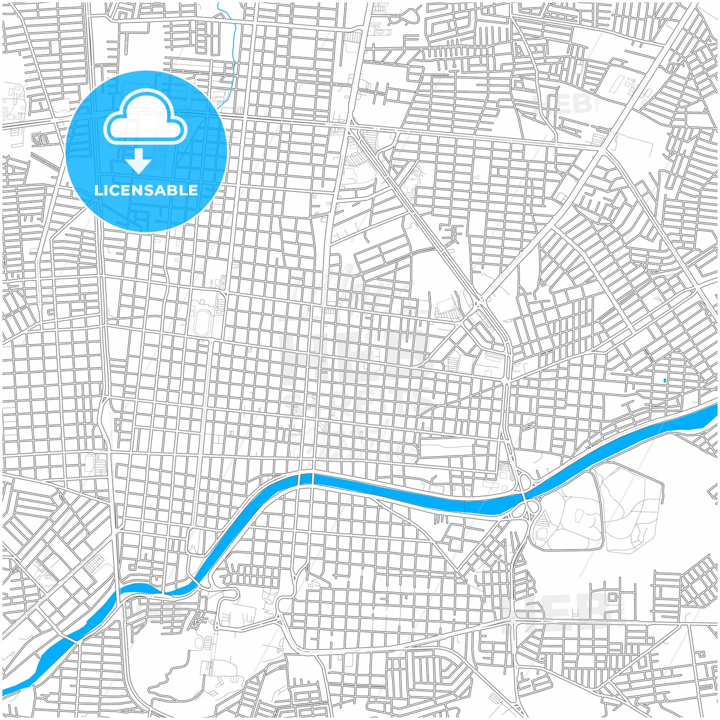 Ciudad Victoria, Tamaulipas, Mexico, city map with high quality roads.