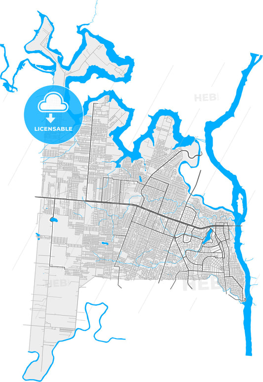 Ciudad del Este, Paraguay, high quality vector map