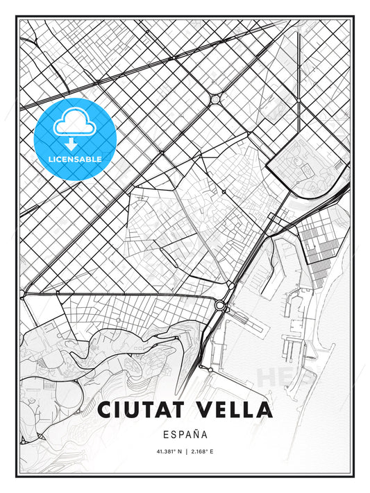 Ciutat Vella, Spain, Modern Print Template in Various Formats - HEBSTREITS Sketches